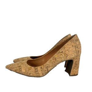 Anne Klein Pumps Women Size 9 Tan Brown Benedette Cork Block Heel Modern